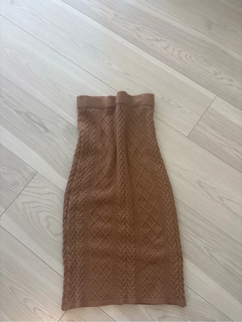 Brown Cable Knit Pencil Skirt